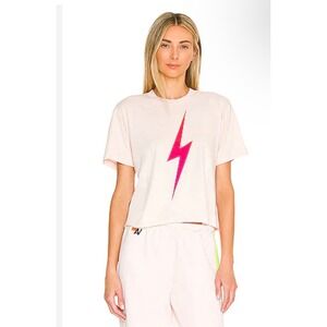 Aviator Nation Bolt Boyfriend Tee Lightning Graphic NWT XL‎ Cream Short Sleeve